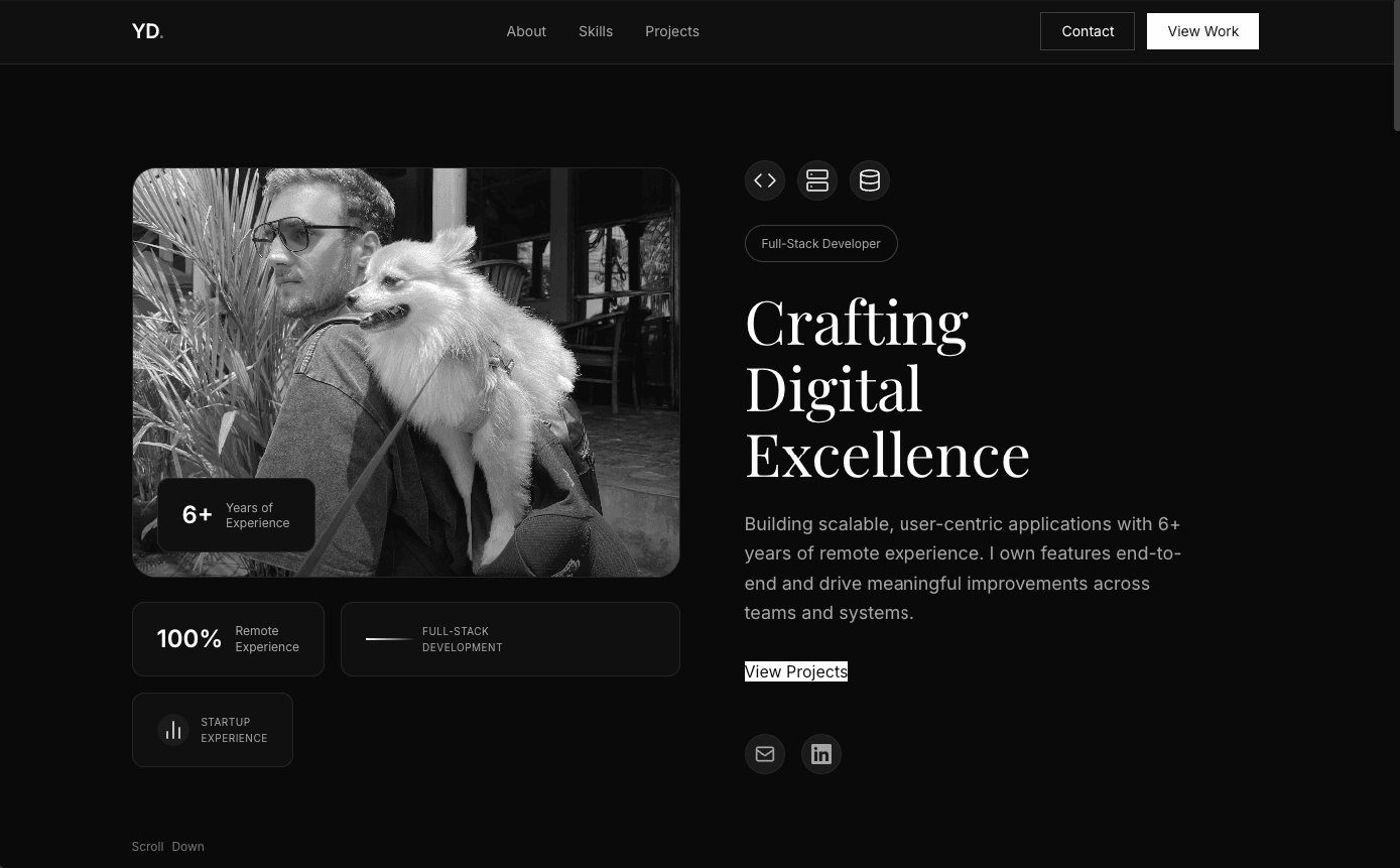 Portfolio landing page hero section